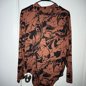 a new day Rust and Black Patterned Top